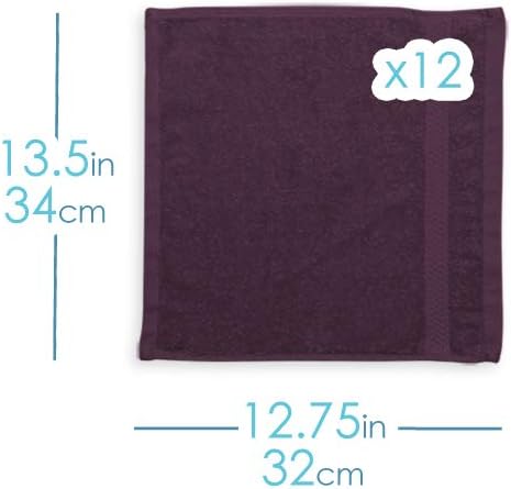 12 Pack 100% 13"x13" Hearth & Harbor Washcloths - Cotton Washcloth for Body and face, High Absorbent and Soft Body Wash