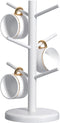 Mug Holder Tree, Coffee Bar Accessories, Wood Coffee Cup Rack with 6 Hooks for Countertop, White