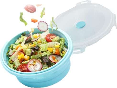 3Pack Collapsible Silicone Food Storage Containers with Lid, 40OZ Foldable Lunch Bowl, Dishwasher Safe