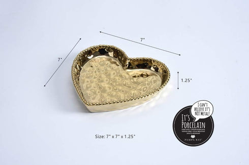 Pampa Bay Love is in the Air Medium Heart Dish, Gold