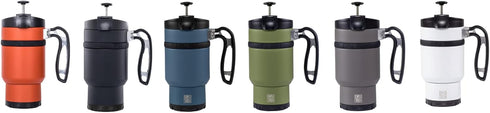 4.0 16 fl.oz BruTrek by Planetary Design Double Shot Travel Coffee French Press, Insulated Stainless Steel Mug
