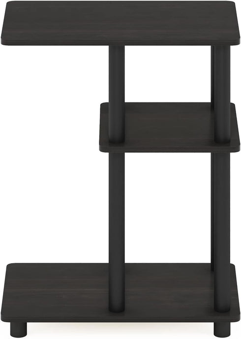 3-Tier Espresso/Black C-Shape Side Table with Shelving