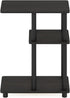 3-Tier Espresso/Black C-Shape Side Table with Shelving