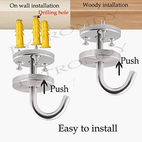 Stainless Steel Ceiling Hooks Mount Coat Hanger - 2 Inch, 4 Pack