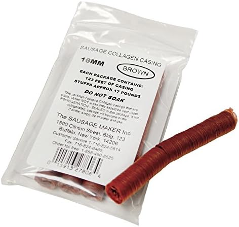 The Sausage Maker - Mahogany Collagen Sausage Casings, 16mm (5/8"), 5 Unit