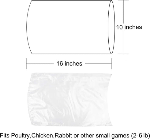 Poultry Shrink Wrap Bags - 50 Pcs Clear Heat Shrink Bags, 10x16 Inches with Zip Ties for Chickens and Rabbits