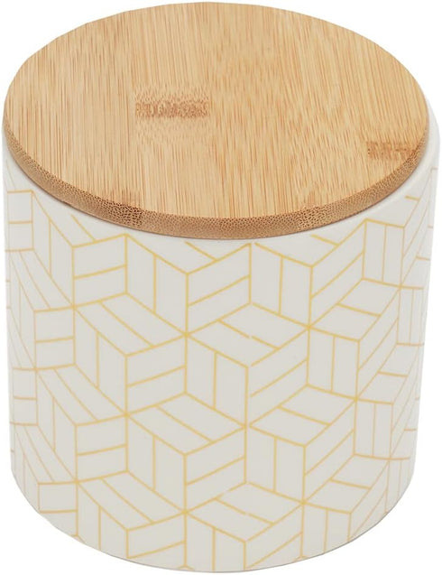 Home Basics Small Cubix Design Kitchen Canister (White/Gold), Modern Canister Sets for Storing Dry Food, Snacks