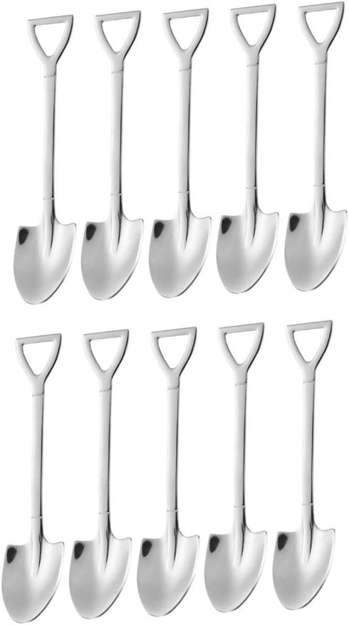 SZLFSX 10 Pack Dessert Spoon 6 inch Shovel Shape Stainless Steel Spoons Ice