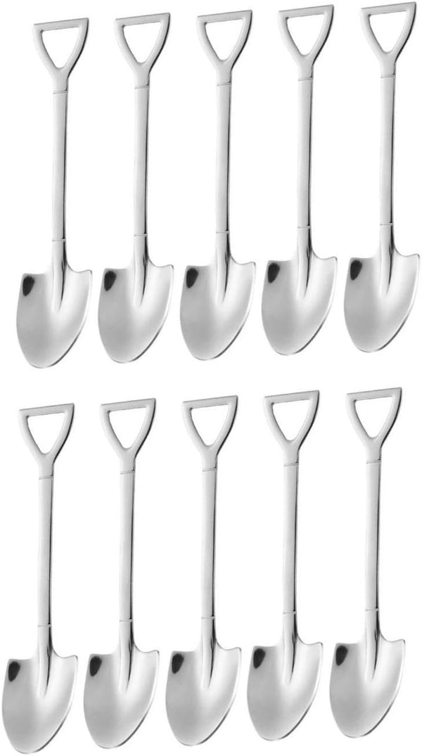 SZLFSX 10 Pack Dessert Spoon 6 inch Shovel Shape Stainless Steel Spoons Ice