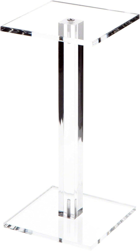 Plymor Clear Acrylic Square Barbell Pedestal Display Riser, 8.5" H x 4" W x 4" D (1/4" thick)