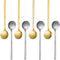 Pack of 8 Gold & Silver Plated Stainless Steel Espresso Spoons, Mini Teaspoons Set for Coffee, Dessert, and Soup