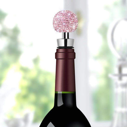Soleebee Bling Decorative Wine Stoppers, Crystal Rhinestone Bottle Stoppers for Gifts, Bar, Holiday Party (Pink)