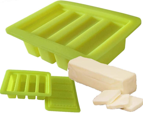 Butter Molds Large 4 Cavities Silicone Butter Mold - Pudding & Jello Shot Mold with Lid (Yellow)