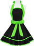 Cute Lovely Retro Aprons for Women, Vintage 50s Black Green Cooking Kitchen Ruffle Apron for Housewife Gift