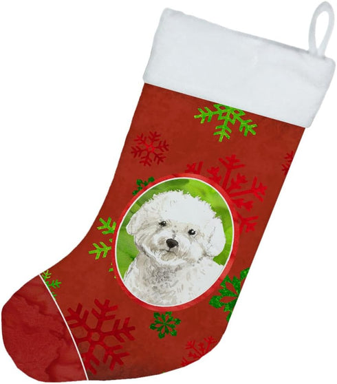 Caroline's Treasures CK4034CS Christmas Snowflakes Bichon Frise Stocking, Holiday Decor