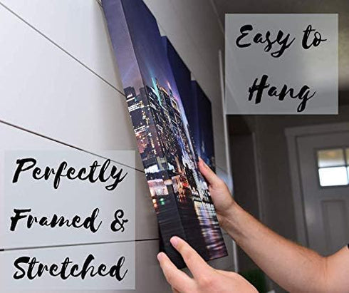 2 Set, Dock Canvas Wall Art Decor - Piece Decorative Multi Panel Split Prints - Lake Pier Picture for Living Room