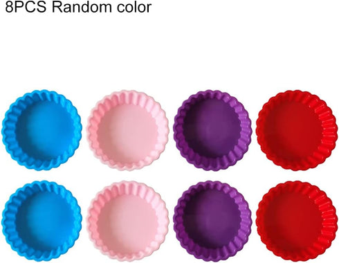 8 pcs Silicone Tart and Pie Molds - 4 Inch Fluted Mini Nonstick Quiche Pan for DIY Baking Pies and Desserts