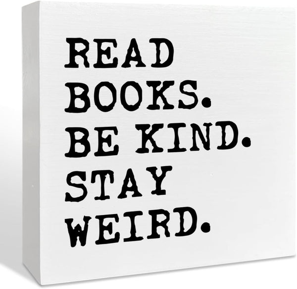 NKBINLILI Bookish Wood Box Decor Accessories Sign for Home Library Cafe Bedroom Bookshelf,