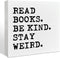 NKBINLILI Bookish Wood Box Decor Accessories Sign for Home Library Cafe Bedroom Bookshelf,
