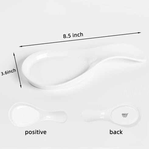 Large Porcelain Spoon Rest, Utensil Holder for Kitchen Counter, Dishwasher Safe (White)
