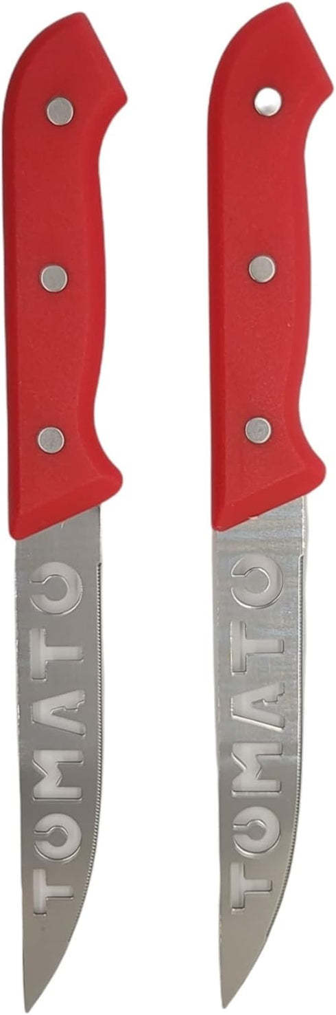 10" Serrated Stainless Steel Blade Tomato Slicing Knife Set, 2 Pack