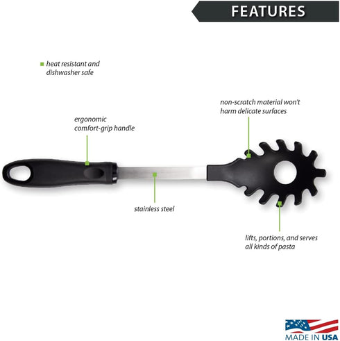 RADA 13" Non-Scratch Pasta Server, Kitchen Utensil for Serving Pasta