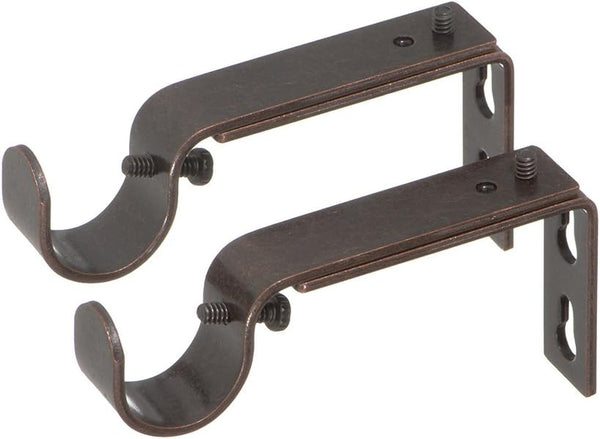 Ivilon Adjustable Brackets for Curtain Rods - Set of 2 for 7/8 or 1 Inch Rods - Oil Rubbed Bronze