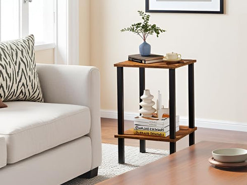 2-Tier TB01BB034 TUTOTAK End Table, Side Table, Nightstand, Storage Shelf, Sofa Side Table for Small Space, Living