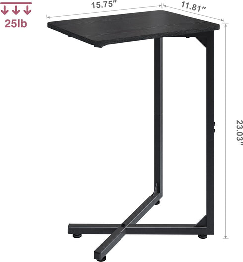 NEFROM Set 2, ET-X-BK2 C-Shaped End Tables, Sofa TV Trays of Small Couch Side Table for Living Room, Bedroom, Bedside