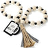 Jetec Coffee Bar Decor, Wood Bead Garland with Tassel for Coffee Bar Try Decor Accessories