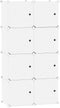 C&AHOME 8-Cube Storage Organizer with Doors, DIY Plastic Modular Bookshelf, 24.8" L × 12.4" W × 48.4" H, Milky