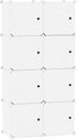 C&AHOME 8-Cube Storage Organizer with Doors, DIY Plastic Modular Bookshelf, 24.8" L × 12.4" W × 48.4" H, Milky