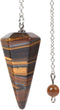 Justinstones Natural Iron Tiger Gemstone Rock Crystal Hexagonal Pointed Reiki Chakra Pendant Pendulum.