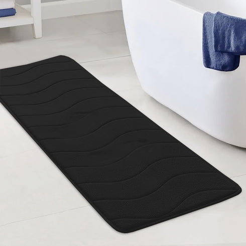 Flamingo P Memory Foam Bath Mat Extra Long, Non Slip Bathroom Runner Rug, Water Absorbent Washable Bath Rug, 47x17