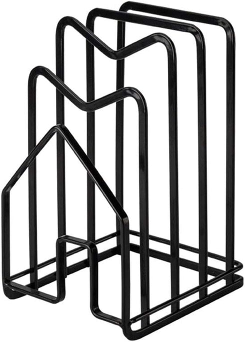 LINFIDITE Cutting Board Holder, Kitchen Countertop Organizer for Chopping Boards and Pot Pan Lids (Black)