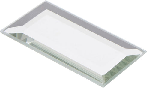 Plymor 1" x 2" Rectangle Beveled Glass Mirror, 3mm Thick, Pack of 12
