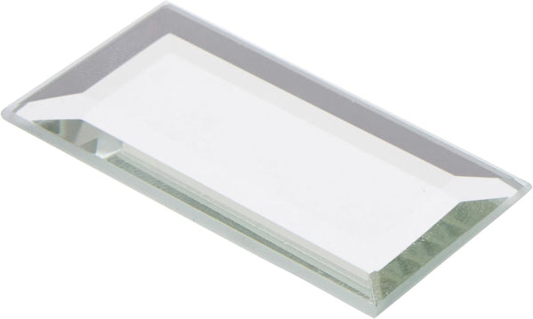 Plymor 1" x 2" Rectangle Beveled Glass Mirror, 3mm Thick, Pack of 12