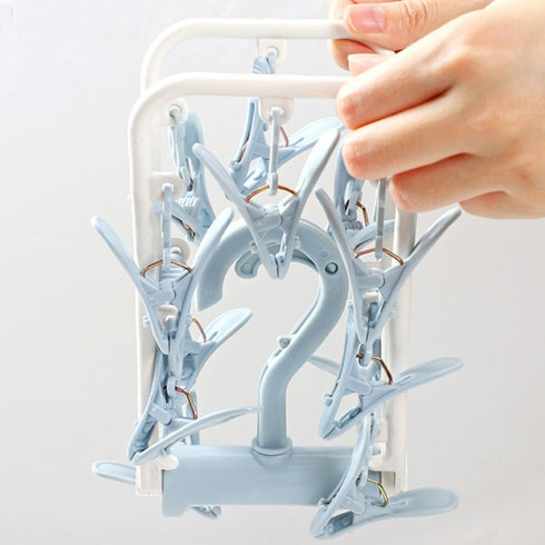 2 Pack Clothes Drying Racks, Small Folding Portable Hangers with 12 Clips, 360 Rotatable Hook for Drying