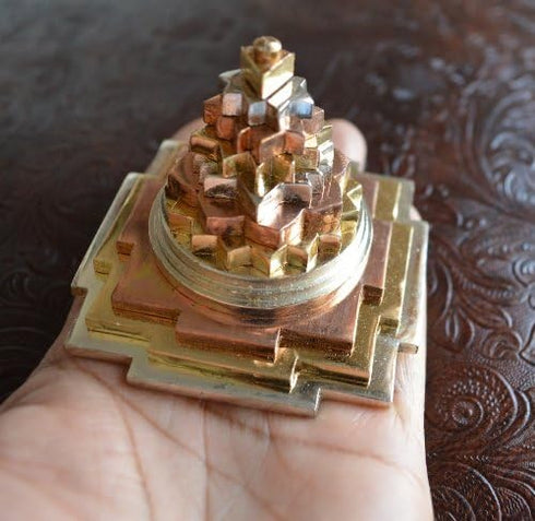 Sri Meru Yantra, Shree Chakra, Maha Meru in Astadhatu Size 3" Inch - 3D, Spiritual Powers, Vaastu Dosh, Prosperity