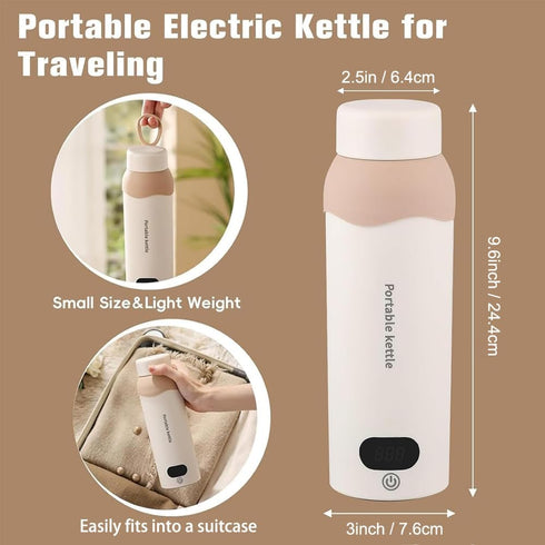 304 6 450mL Travel Electric Kettle Small Stainless Steel Portable Kettle with Automatic Shut Off & Temperature Control