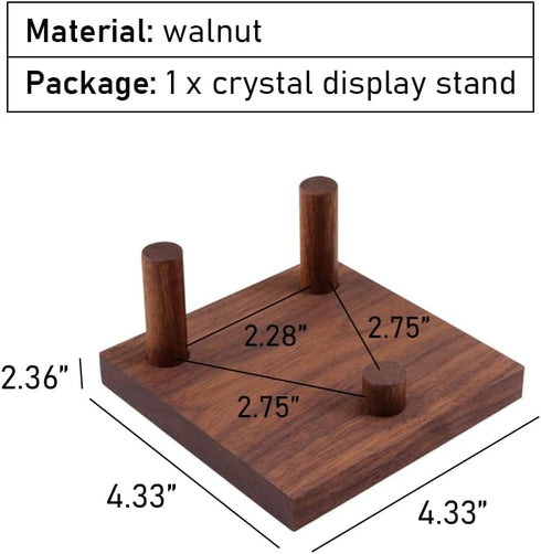 Walnut Crystal Display Stand, Three-Peg Display Easel for Fossil Coral Geodes, Rock Mineral Agate