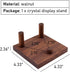 Walnut Crystal Display Stand, Three-Peg Display Easel for Fossil Coral Geodes, Rock Mineral Agate