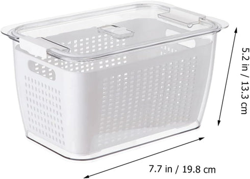 1pc Double Storage Basket Plastic Drawer Plastic Storage Bins Clear Organizer Box Over The Sink Colander Strainer Basket Fridge Pull Out Bin Veggie Containers for Refrigerator Food