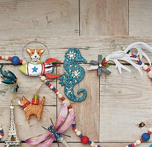 C&F Home Pierced Blue Seahorse Coastal Beach Christmas Ornament