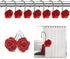 12 PCS Decorative Anti Rust Shower Curtain Hooks, Rose Design Shower Curtain Rings (RED)