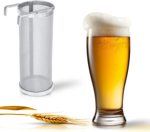 JoyTube 4"x10" 300 Micron Spider Strainer Mesh, Hops for Home Beer Brewing Filter Kettle