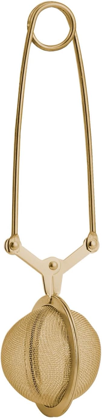 HIC Kitchen Gold Mesh Snap Tea Ball Infuser, Gold-Toned Stainless Steel for Loose Tea or Mulling Spices