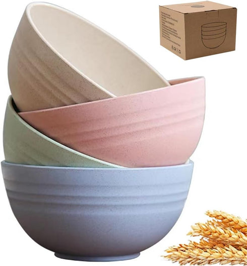 Unbreakable 24 oz Cereal Bowls, Reusable Wheat Straw Bowls, Eco-Friendly, BPA Free, 4 Set