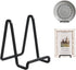Plate Holder Easel Display Stand, 4.5 Inch Metal Plate Stands for Display, Black Iron Easels for Pictures, 4 Pack