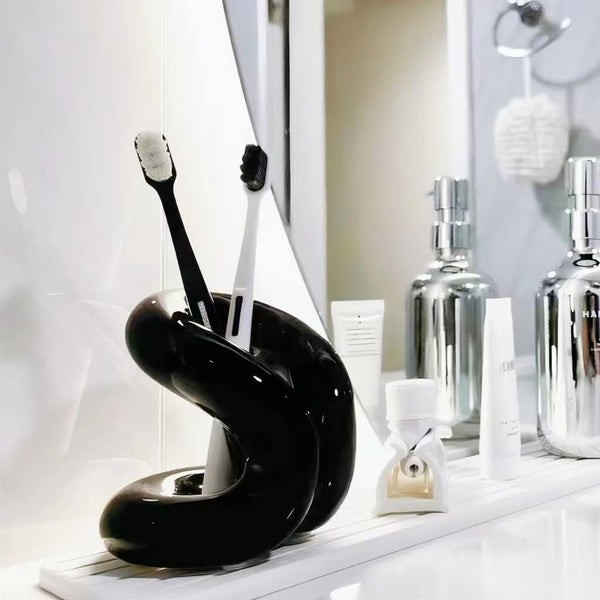 Handmade Ceramic Holder Stand for Toothbrushes, Makeup Brushes, and Pens - Minimalist